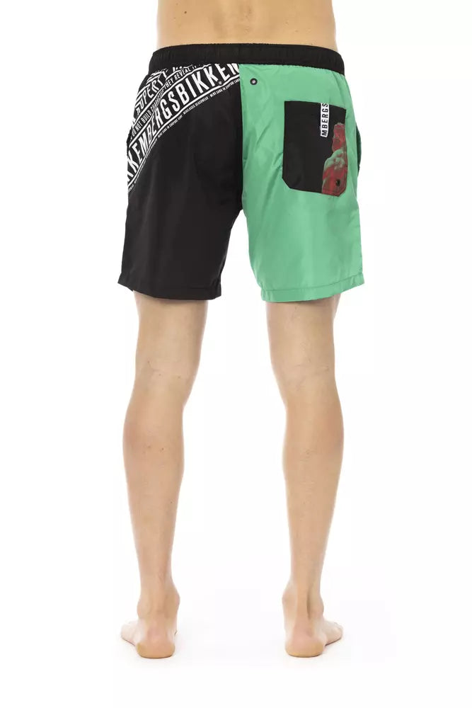 Bikkembergs Green Polyester Men Swim Short | Regal Royce