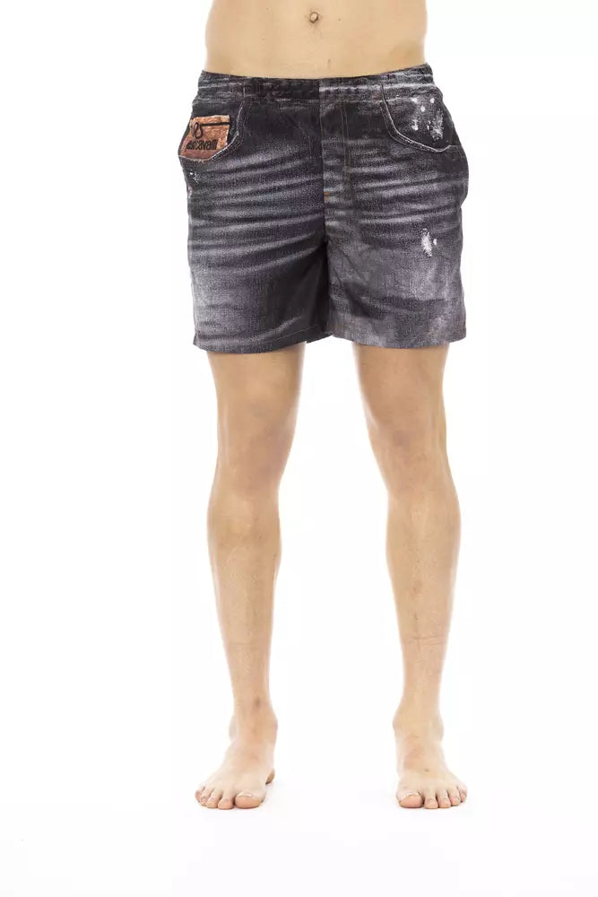 Just Cavalli Black Polyester Men's Swim Short | Regal Royce