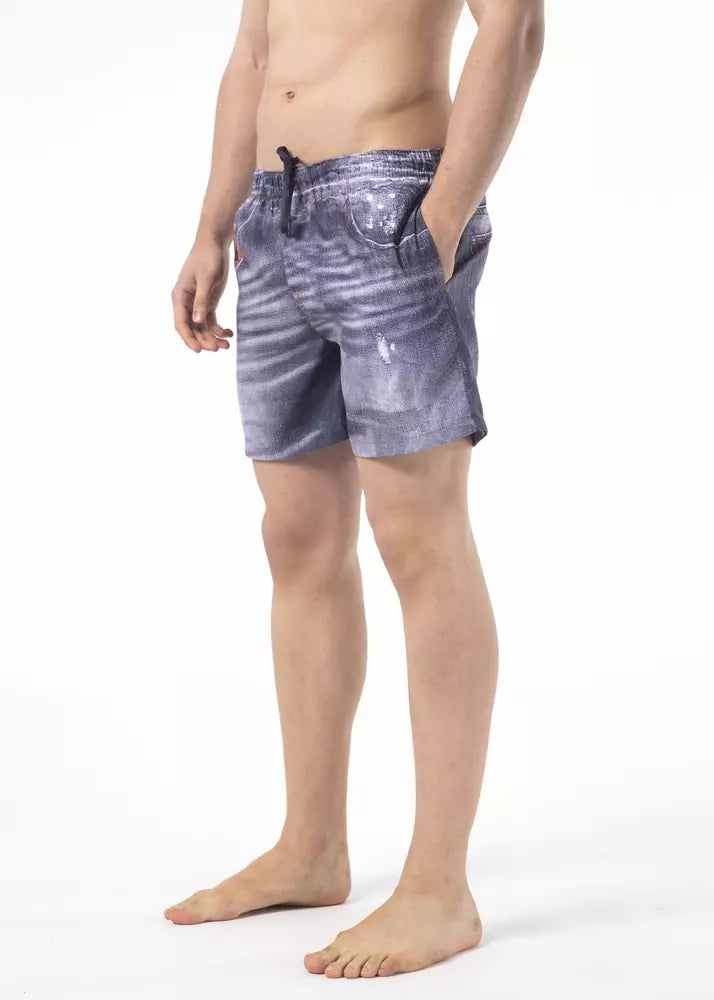 Just Cavalli Blue Polyester Men Swimwear Short | Regal Royce