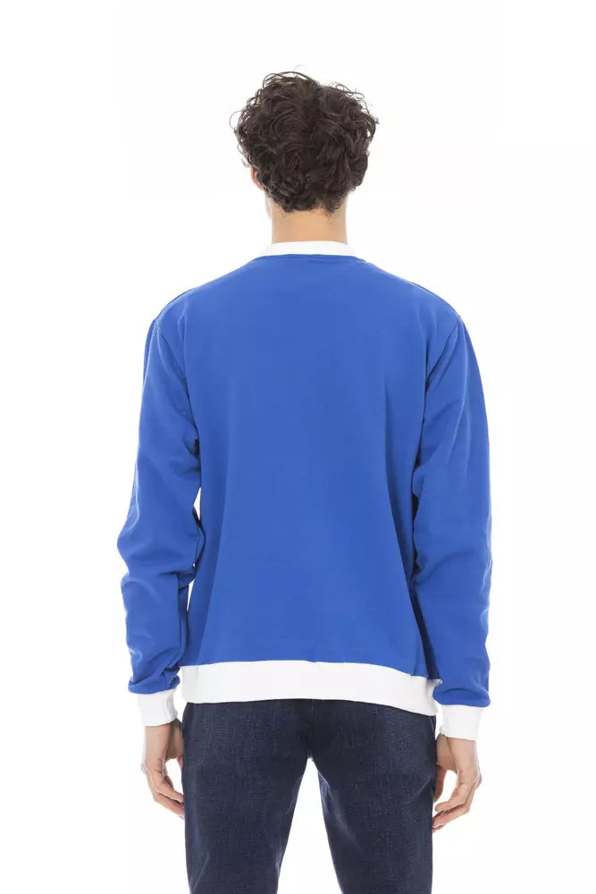 Baldinini Trend Blue Cotton Men Sweater | Regal Royce