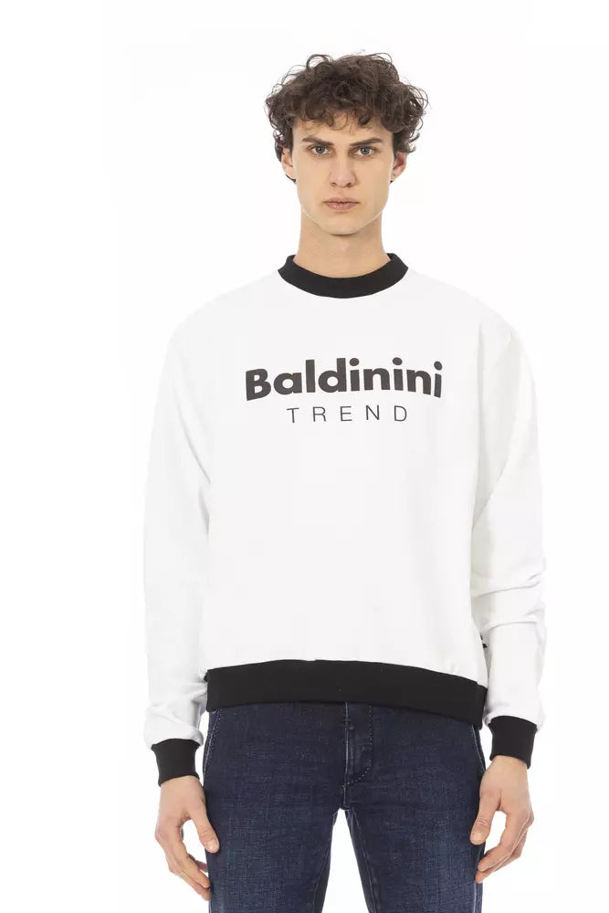 Baldinini Trend White Cotton Men Sweater | Regal Royce