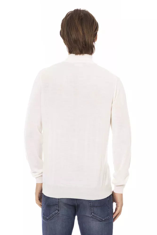 Baldinini Trend White Fabric Men's Turtleneck Sweater | Regal Royce