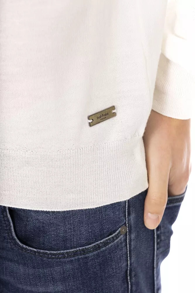 Baldinini Trend White Fabric Men's Turtleneck Sweater | Regal Royce