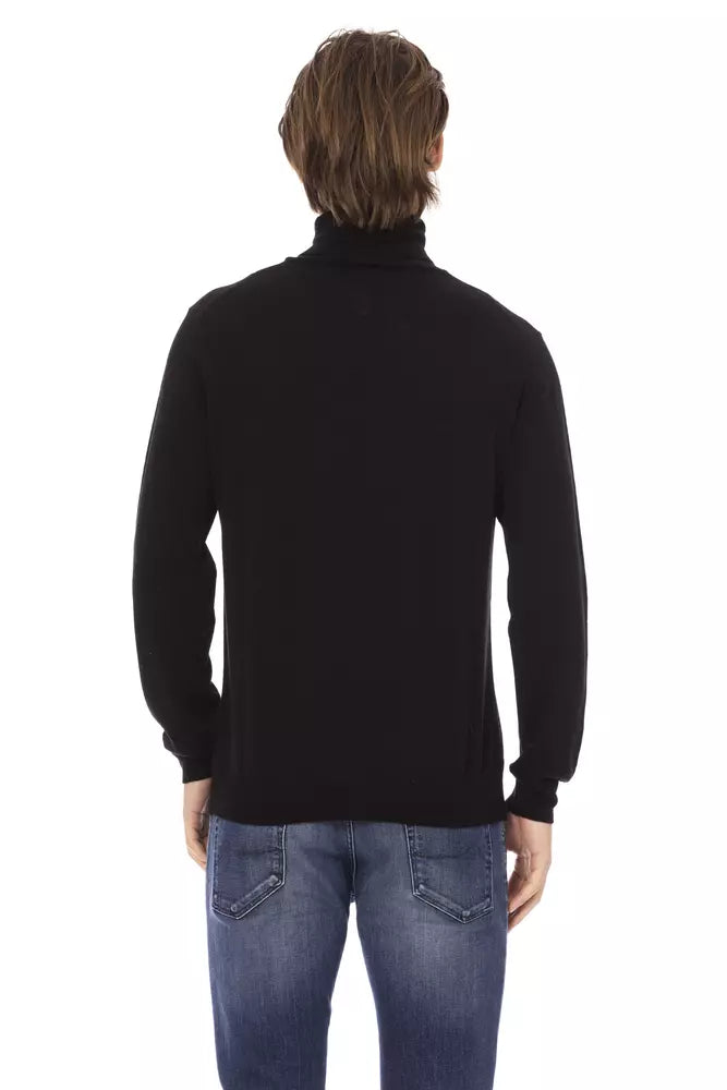 Baldinini Trend Black Fabric Men Sweater Turtleneck | Regal Royce