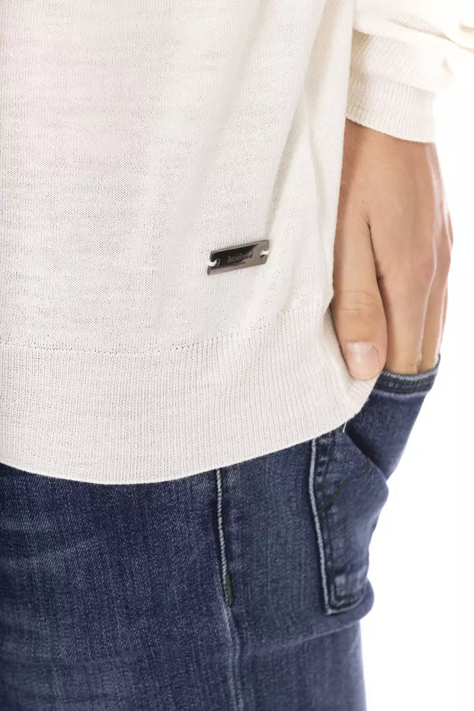 Baldinini Trend White Fabric Men Turtleneck Sweater | Regal Royce