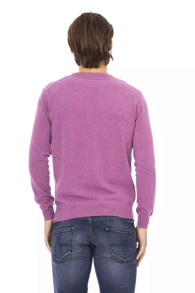 Baldinini Trend Purple Wool Men Sweater | Regal Royce