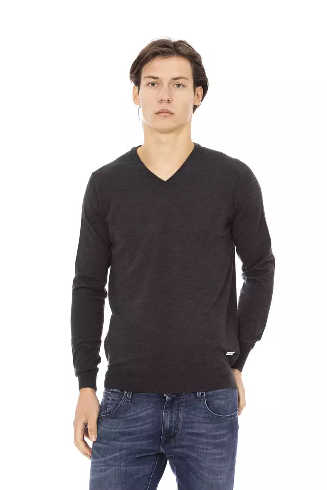 Baldinini Trend Gray Fabric Men Sweater | Regal Royce