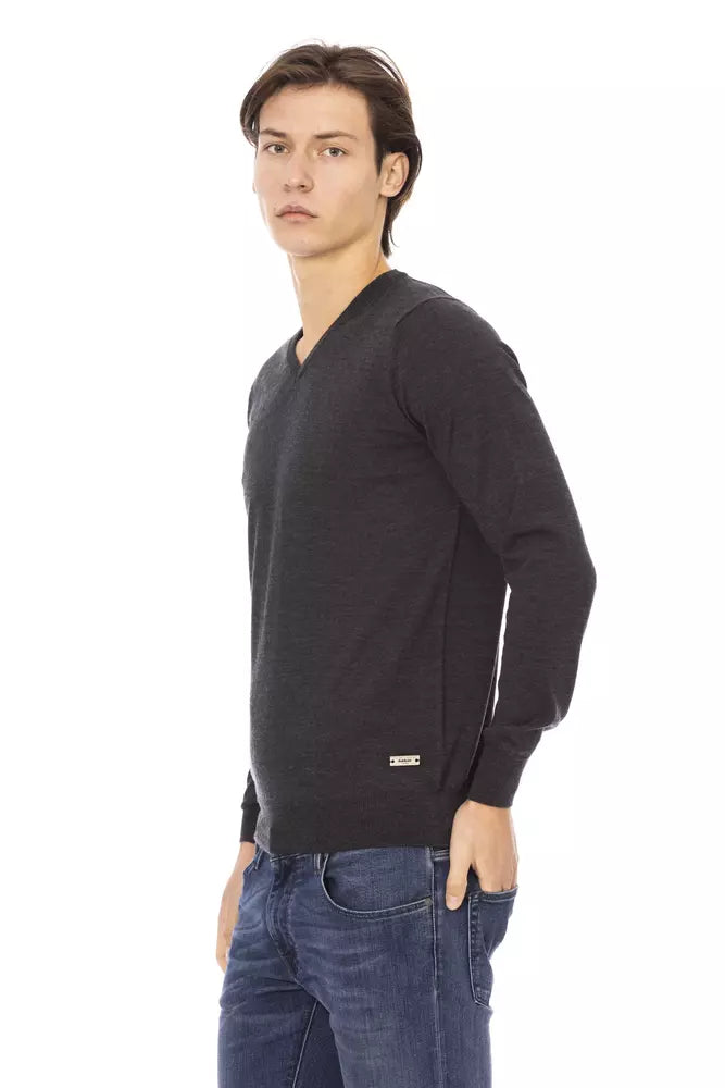 Baldinini Trend Gray Fabric Men Sweater | Regal Royce