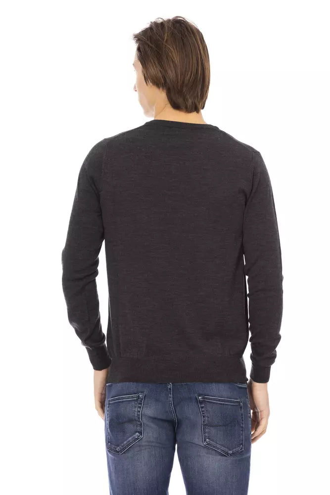 Baldinini Trend Gray Fabric Men Sweater | Regal Royce