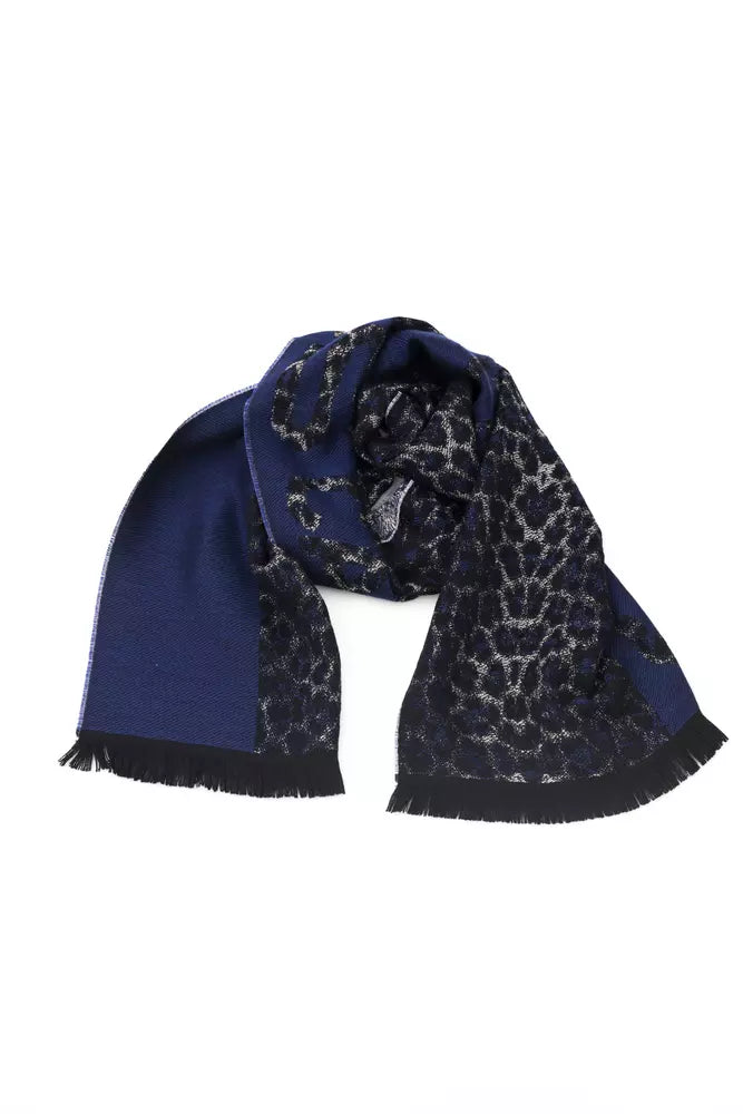 Cavalli Class Blue Wool Men Scarf | Regal Royce