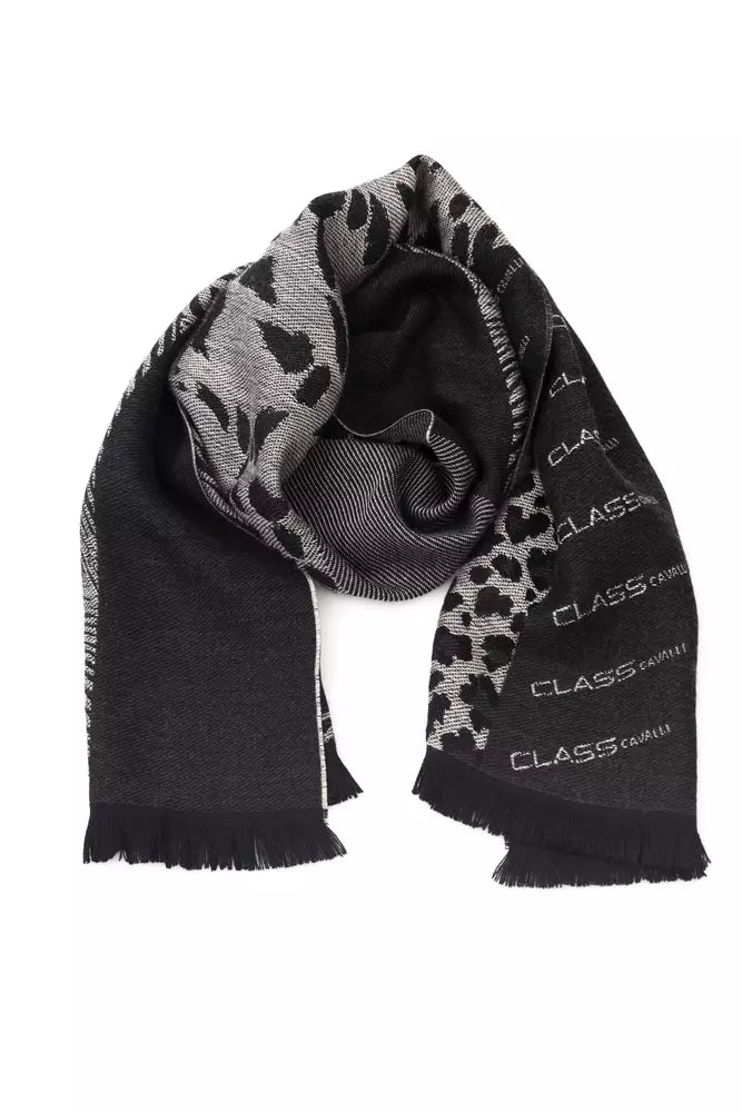 Cavalli Class Black Wool Men Scarf | Regal Royce