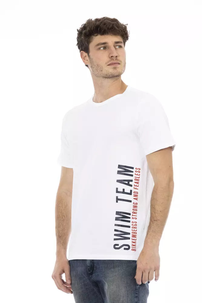 Bikkembergs White Cotton Men T-Shirt | Regal Royce