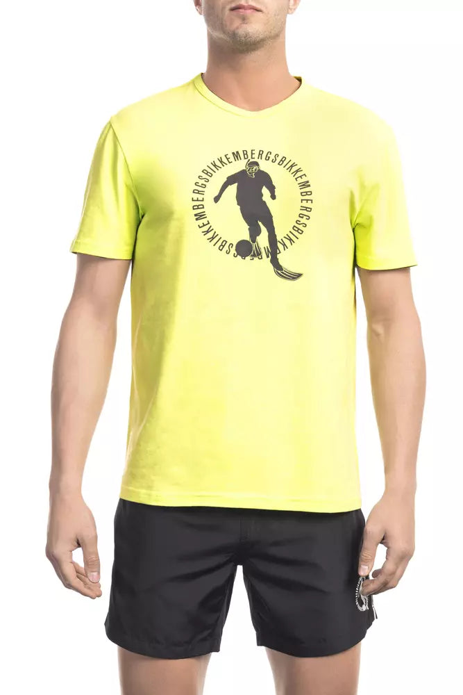 Bikkembergs Yellow Cotton Men T-Shirt | Regal Royce