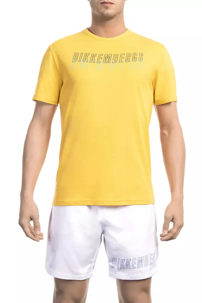 Bikkembergs Yellow Cotton Men T-Shirt | Regal Royce