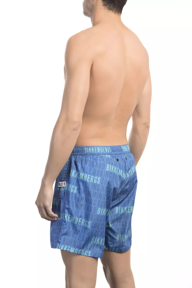 Bikkembergs Blue Polyester Men Swim Short | Regal Royce