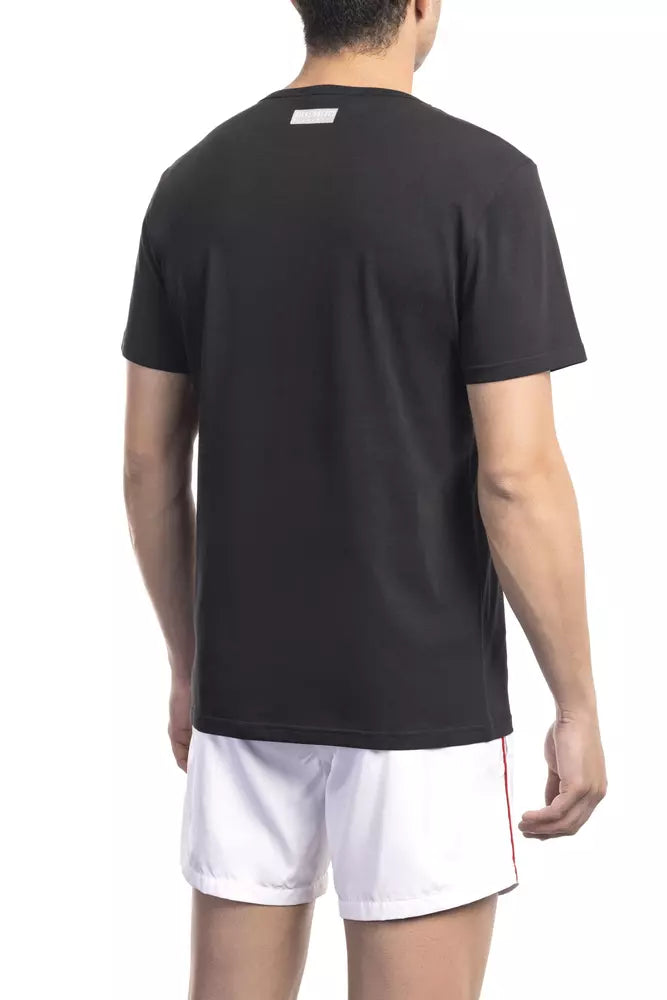 Bikkembergs Black Cotton Men T-Shirt | Regal Royce