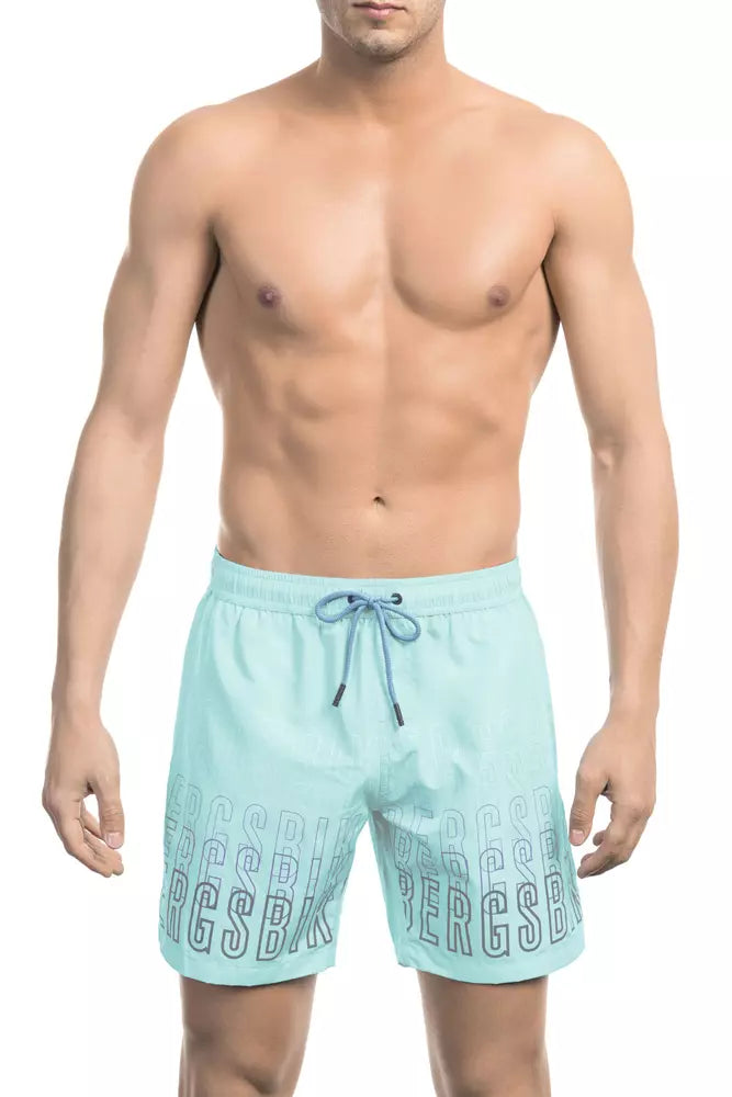 Bikkembergs Light Blue Polyester Men Swim Short | Regal Royce