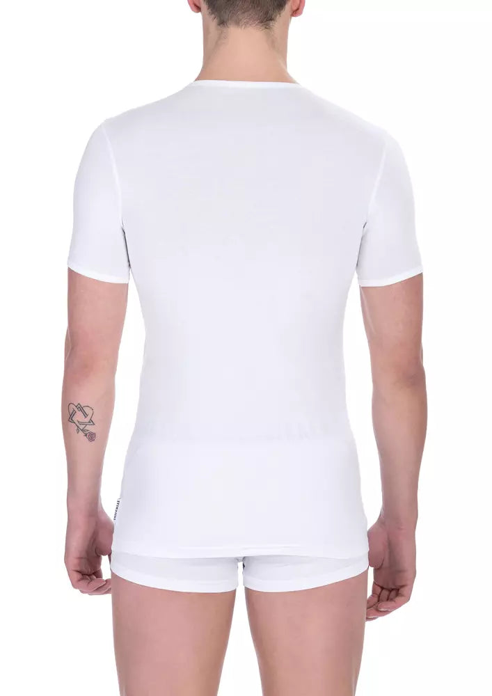 Bikkembergs White Cotton Men T-Shirt | Regal Royce