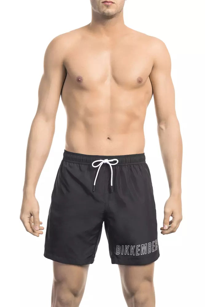 Bikkembergs Black Polyester Men Swim Short | Regal Royce