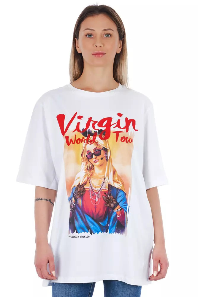 Frankie Morello White Cotton Women T-Shirt | Regal Royce