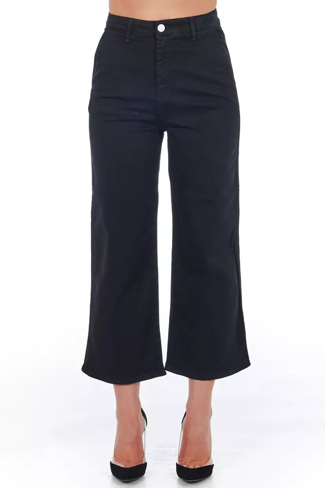 Frankie Morello Black Cotton Women Cropped Trouser | Regal Royce