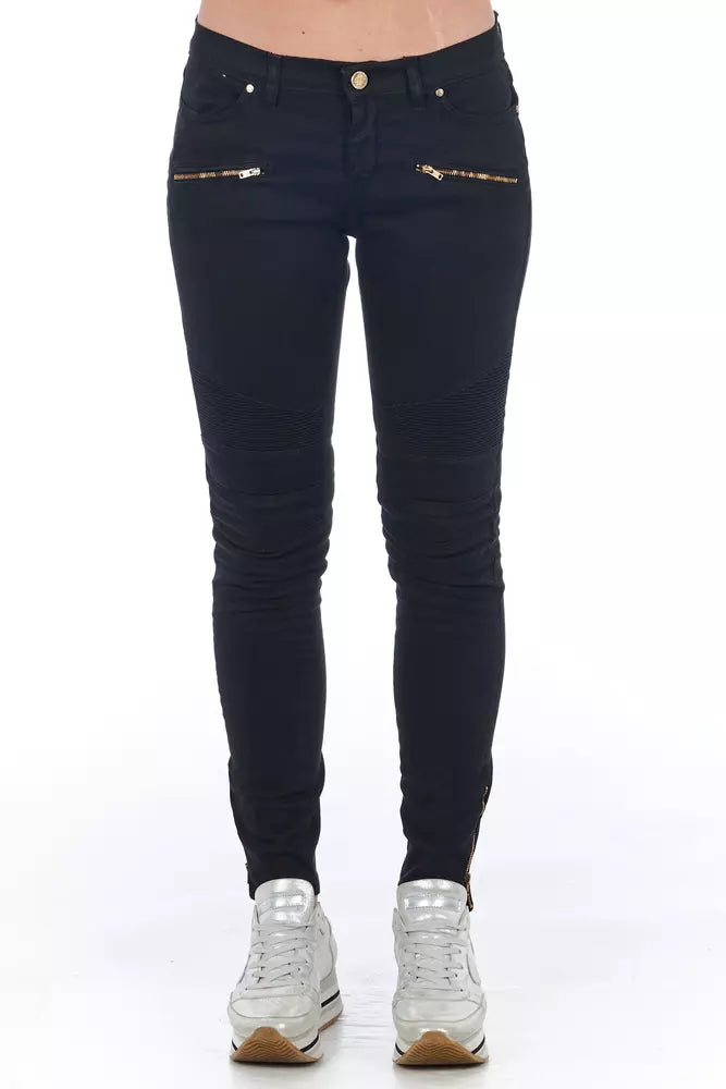Frankie Morello Black Cotton Women Jeans | Regal Royce
