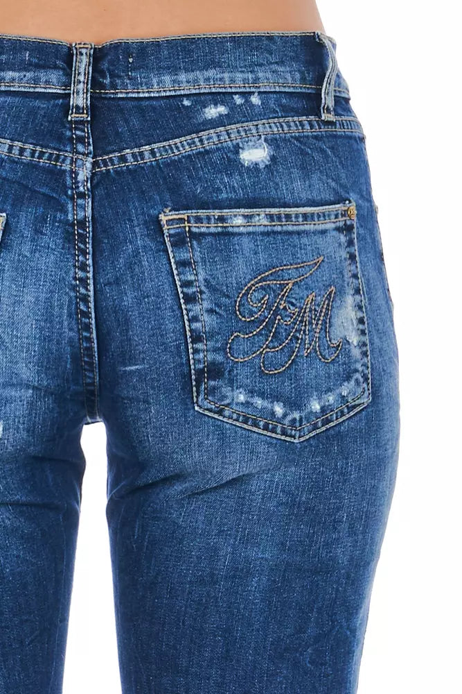Frankie Morello Blue Cotton Women Jeans | Regal Royce