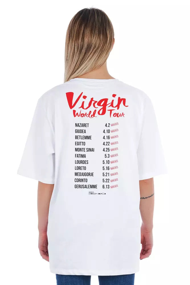 Frankie Morello White Cotton Women T-Shirt | Regal Royce