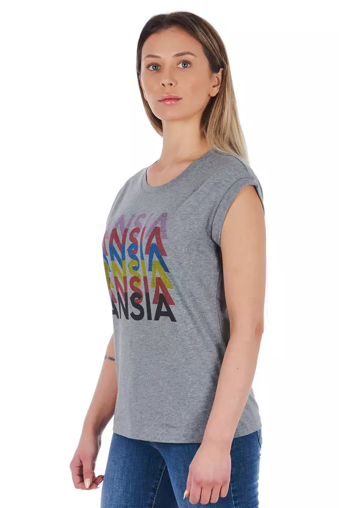 Frankie Morello Gray Cotton Women T-Shirt | Regal Royce