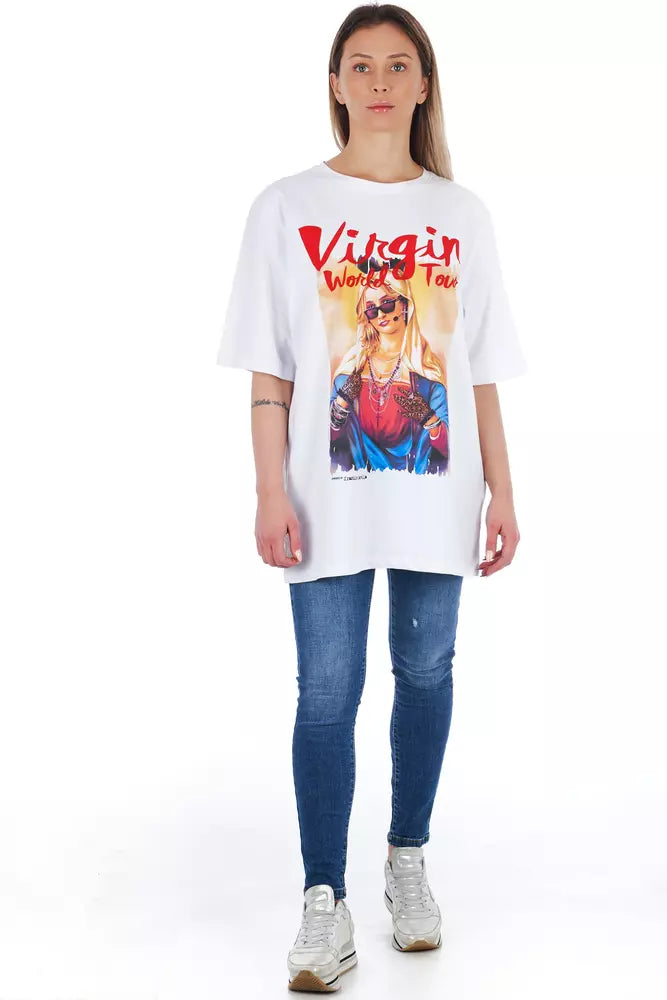 Frankie Morello White Cotton Women T-Shirt | Regal Royce