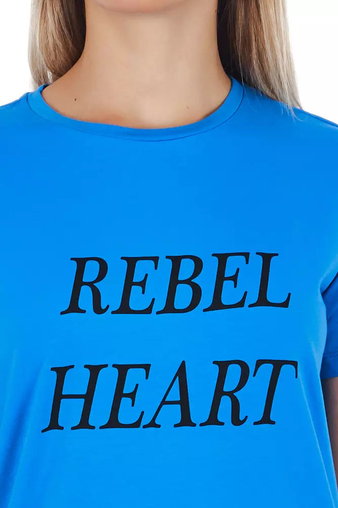 Frankie Morello Light Blue Cotton Women T-Shirt | Regal Royce