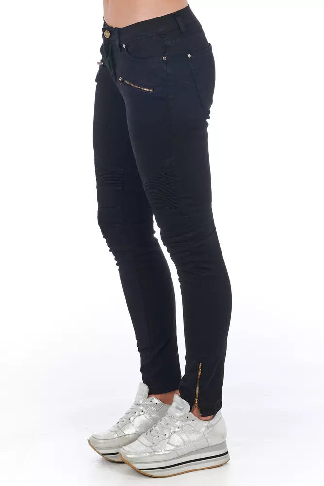 Frankie Morello Black Cotton Women Jeans | Regal Royce