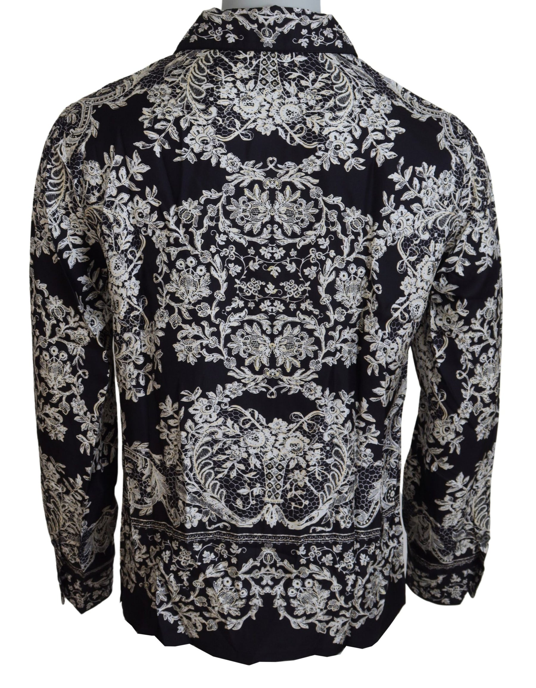 Dolce & Gabbana Blue Silk Floral Baroque Satin Casual Shirt | Regal Royce