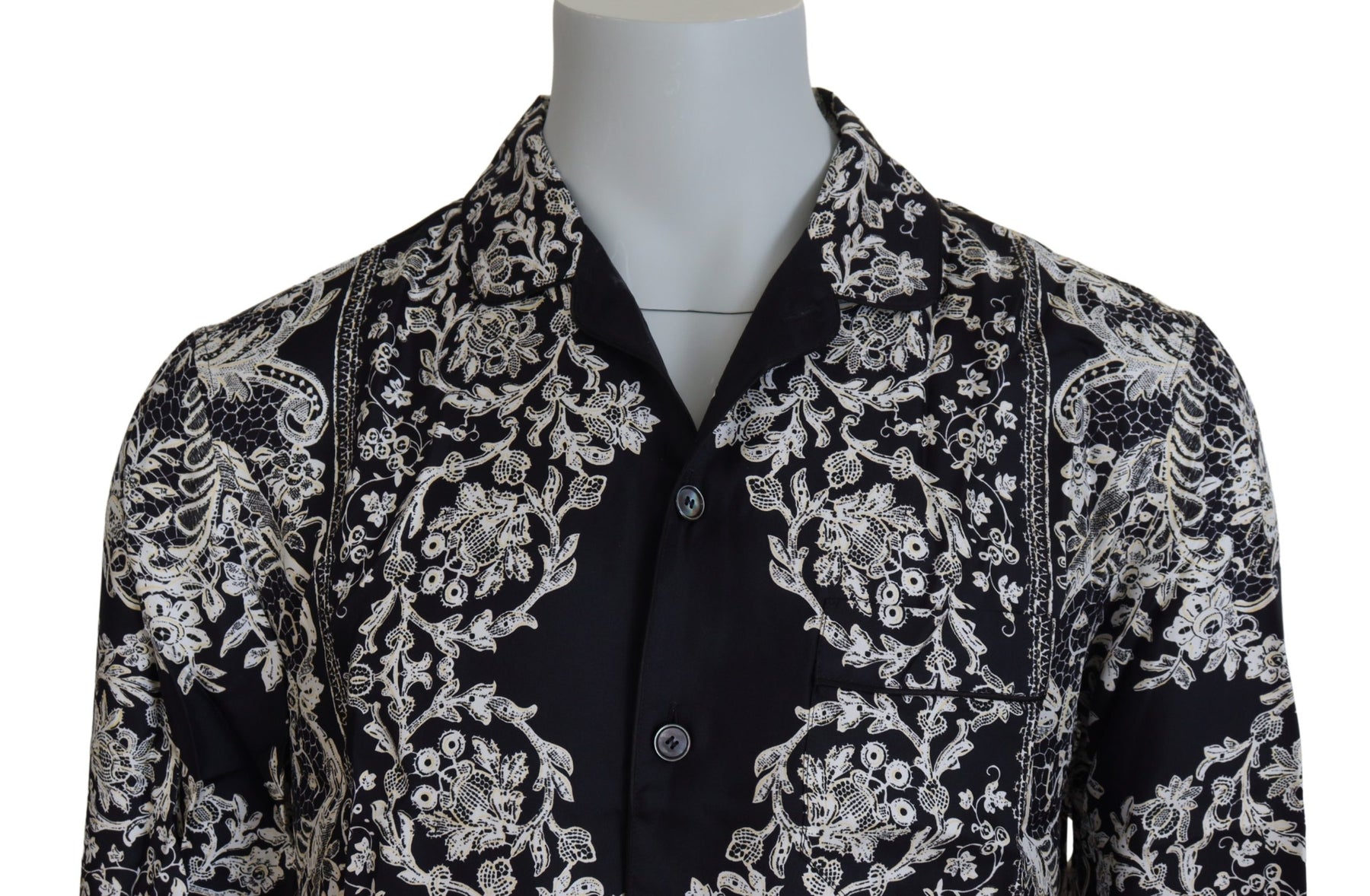 Dolce & Gabbana Blue Silk Floral Baroque Satin Casual Shirt | Regal Royce