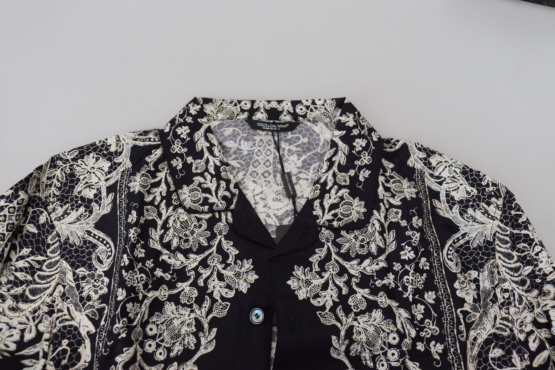 Dolce & Gabbana Blue Silk Floral Baroque Satin Casual Shirt | Regal Royce