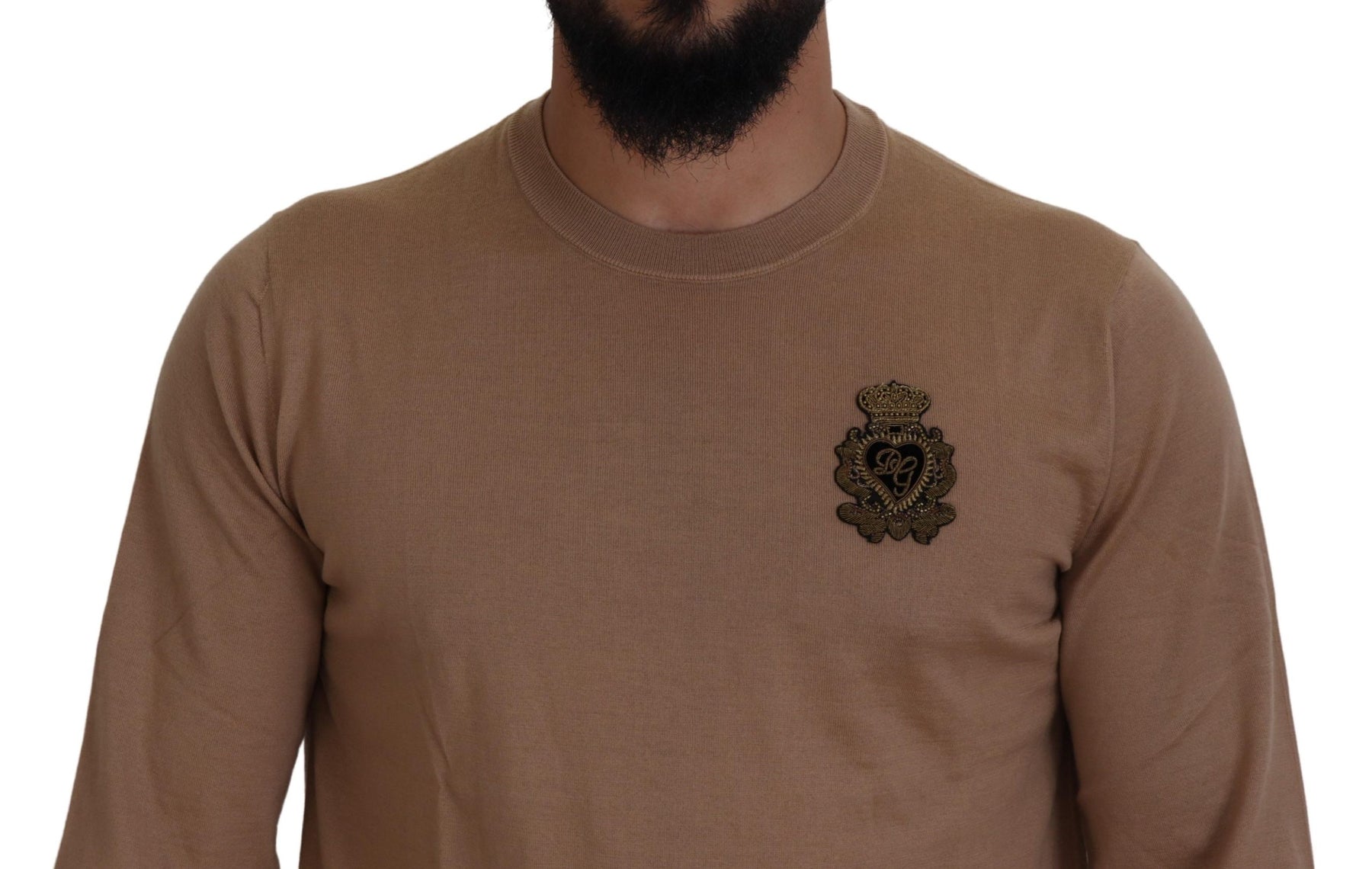 Dolce & Gabbana Beige Cashmere Crown Logo Pullover Sweater | Regal Royce