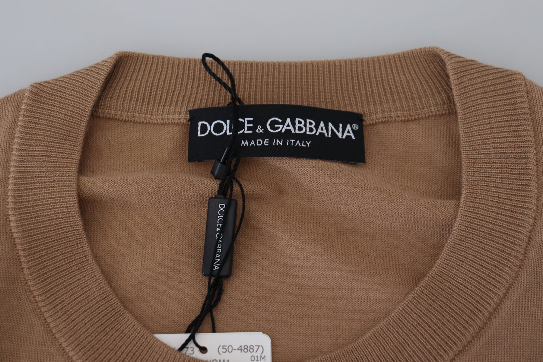Dolce & Gabbana Beige Cashmere Crown Logo Pullover Sweater | Regal Royce