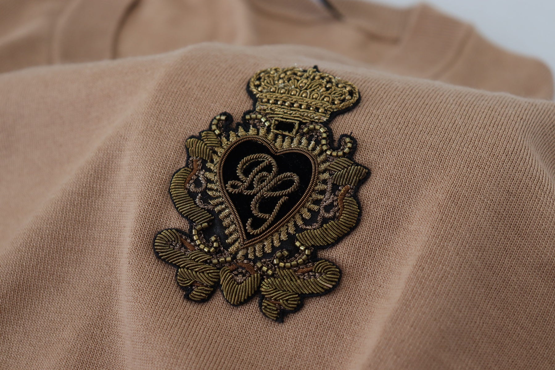 Dolce & Gabbana Beige Cashmere Crown Logo Pullover Sweater | Regal Royce