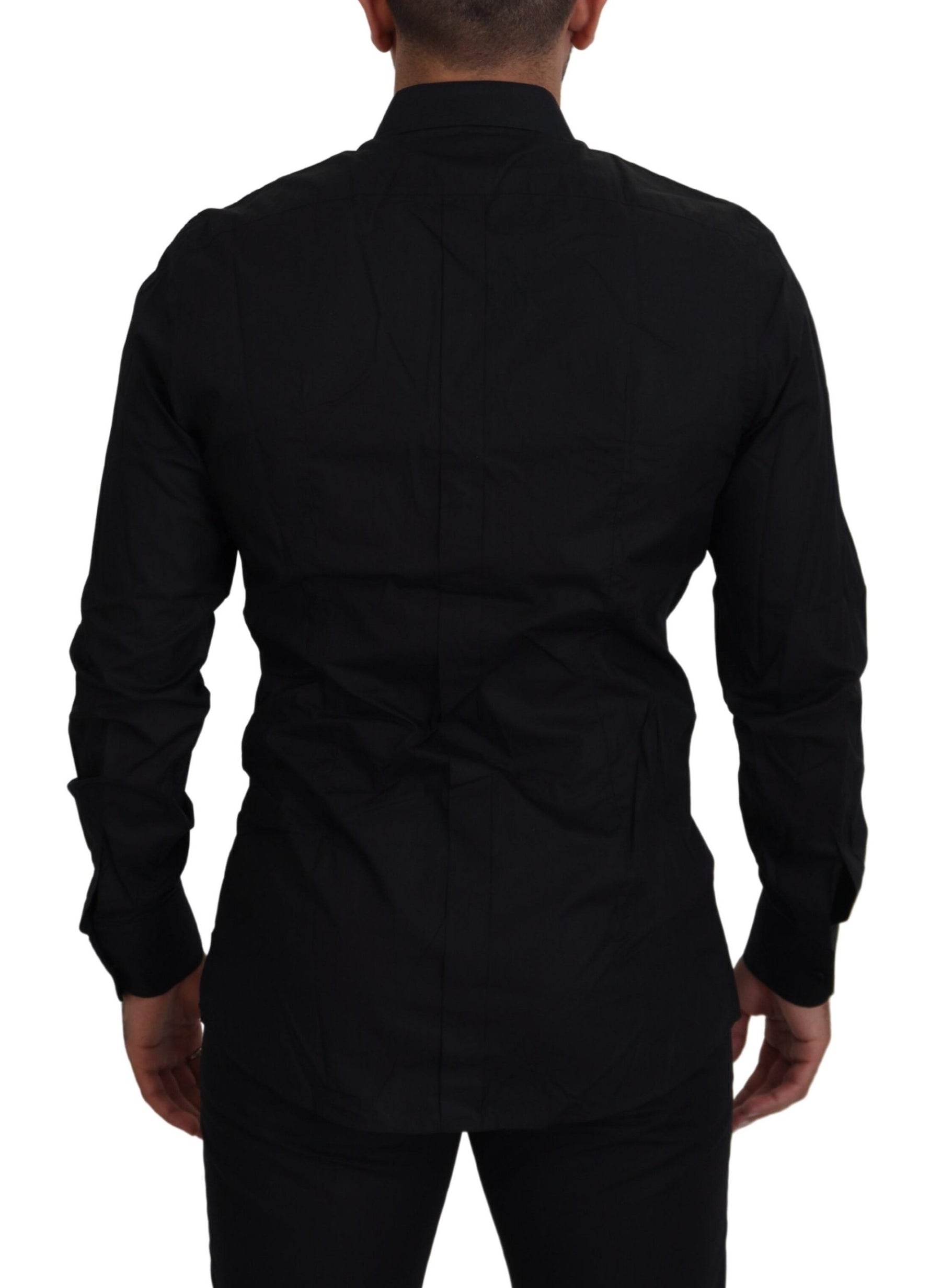 Dolce & Gabbana Black Gold Crown Slim Fit Dress Formal Shirt | Regal Royce