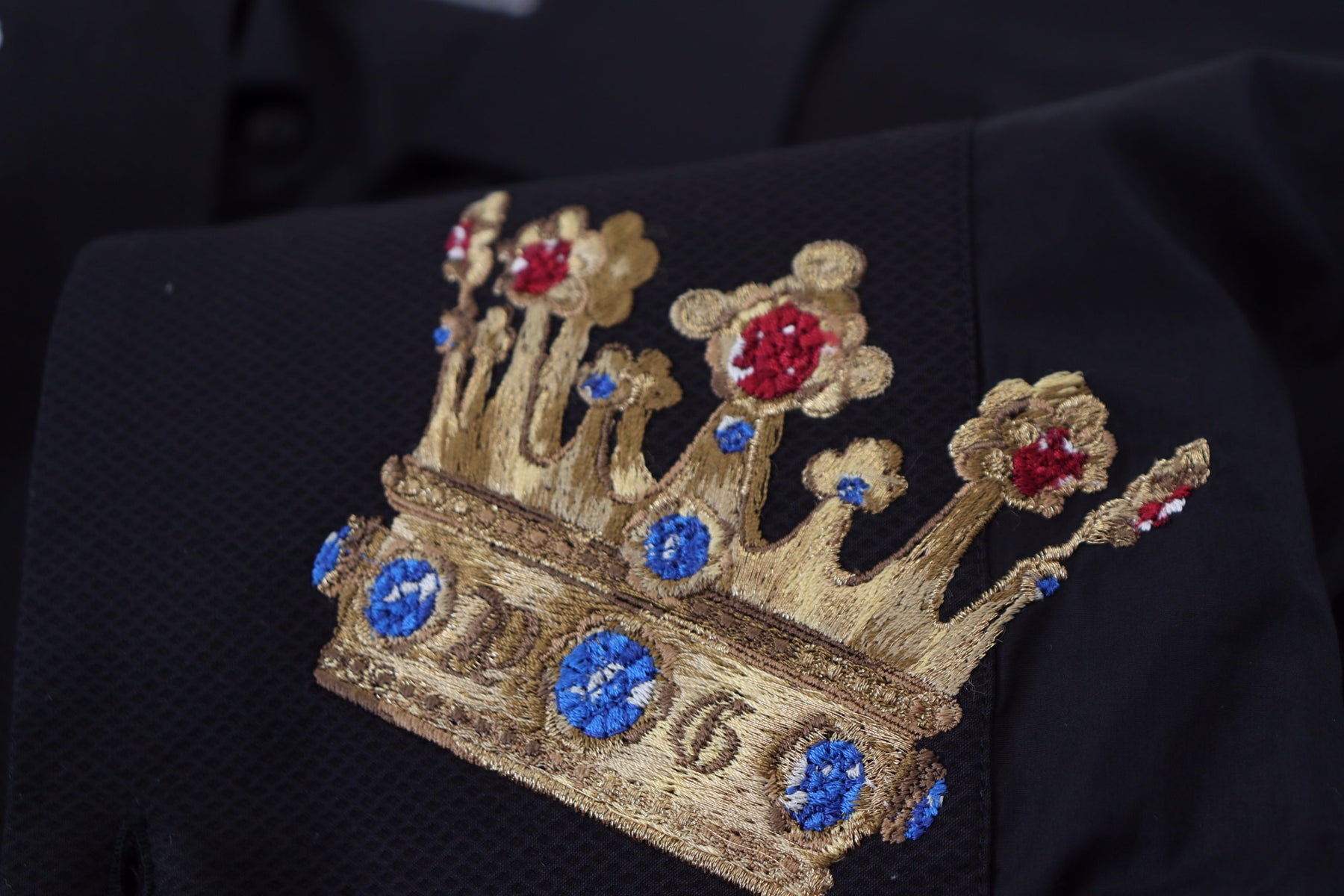 Dolce & Gabbana Black Gold Crown Slim Fit Dress Formal Shirt | Regal Royce