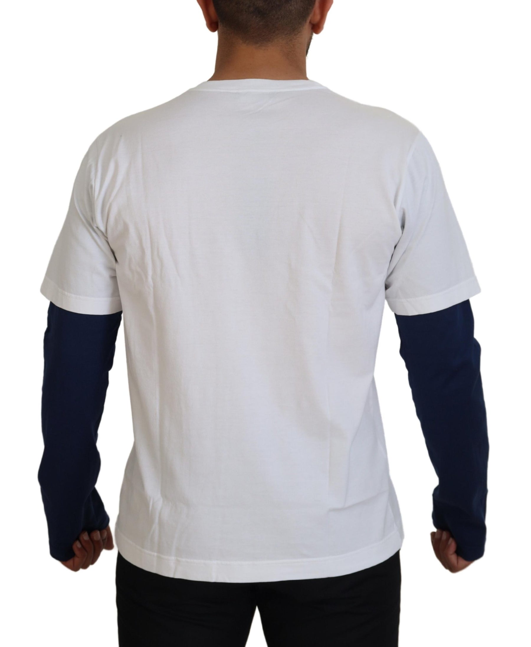 Dolce & Gabbana White Blue DG Crown Pullover Sweater | Regal Royce