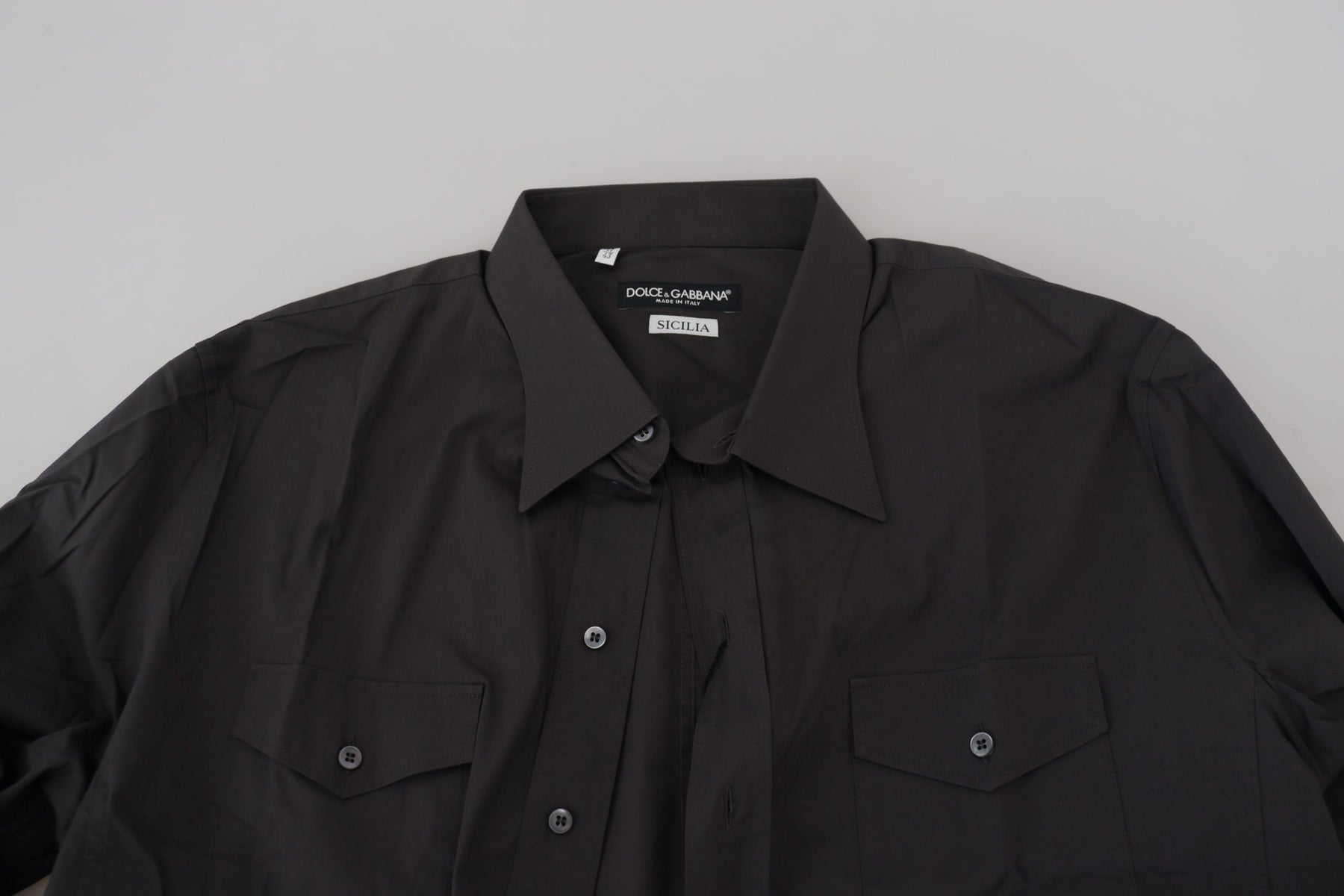 Dolce & Gabbana Gray SICILIA Slim Fit Stretch Dress Shirt | Regal Royce