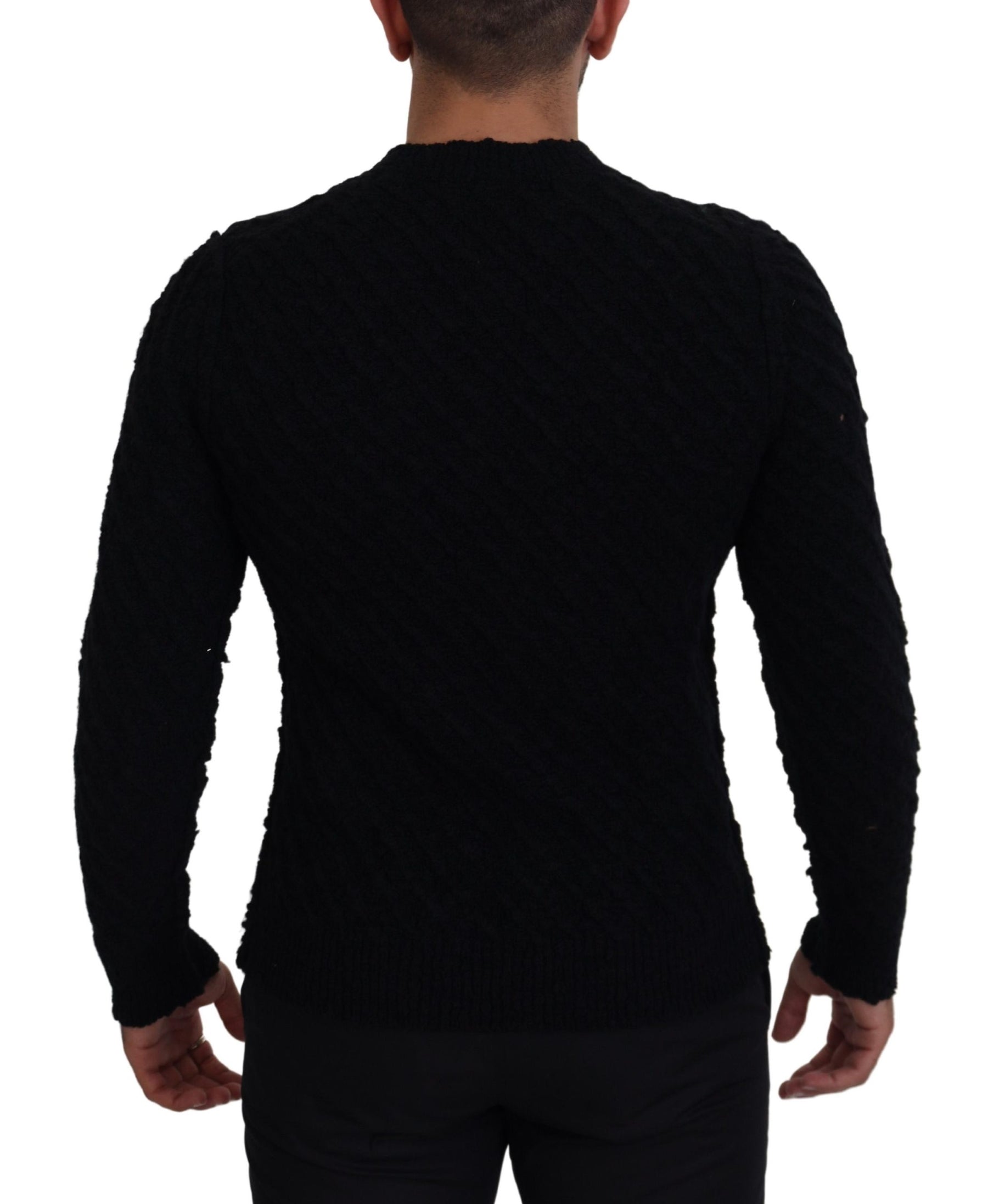 Dolce & Gabbana Black Wool V-neck Knitted Pullover Sweater | Regal Royce