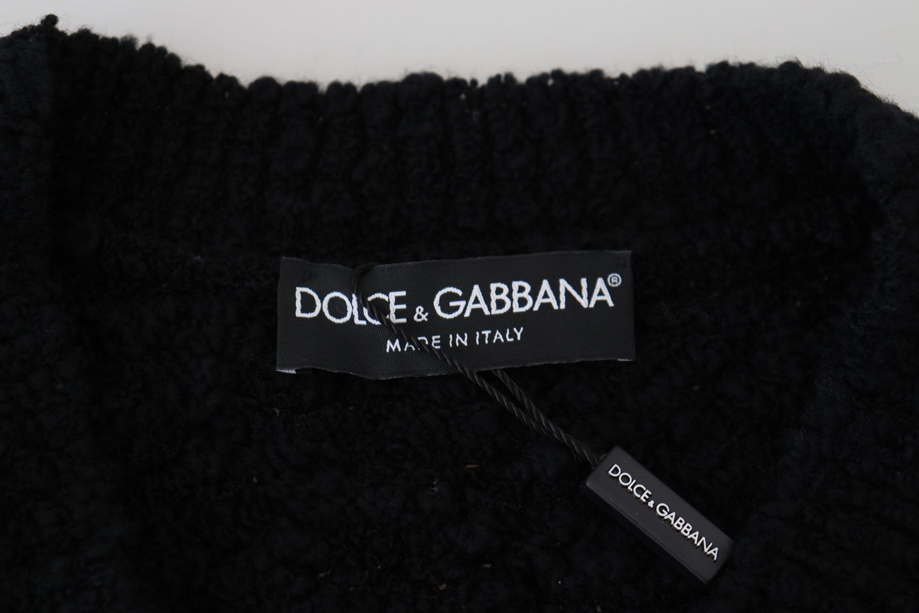 Dolce & Gabbana Black Wool V-neck Knitted Pullover Sweater | Regal Royce