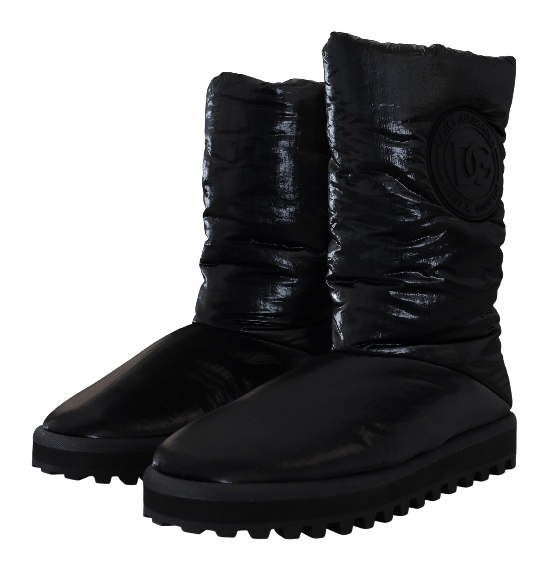 Dolce & Gabbana Black Boots Padded Mid Calf Winter Shoes | Regal Royce