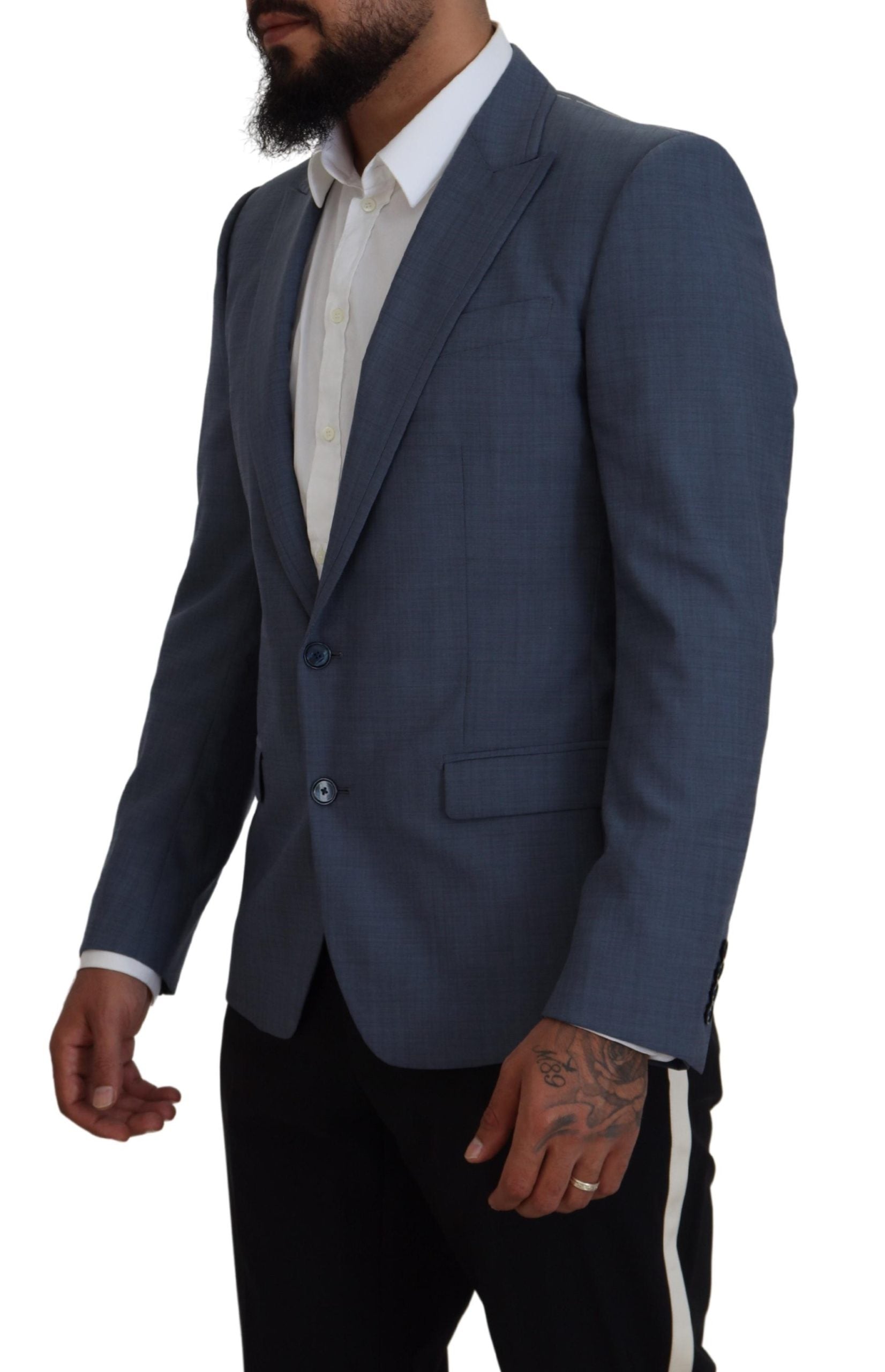 Dolce & Gabbana Blue Wool Stretch Slim Fit Jacket Blazer | Regal Royce