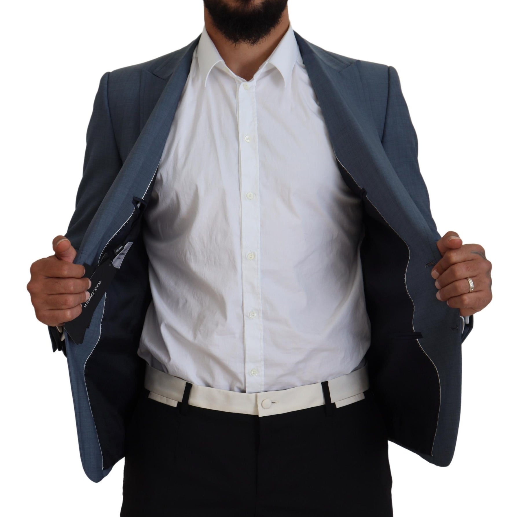 Dolce & Gabbana Blue Wool Stretch Slim Fit Jacket Blazer | Regal Royce