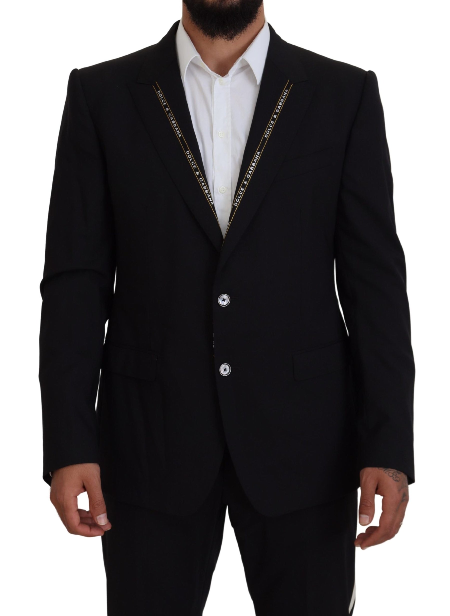 Dolce & Gabbana Black Wool Stretch Slim Fit Jacket Blazer | Regal Royce
