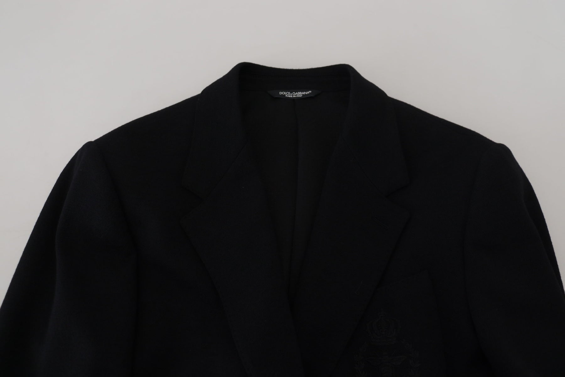 Dolce & Gabbana Black Wool Crown Slim Fit Jacket Blazer | Regal Royce