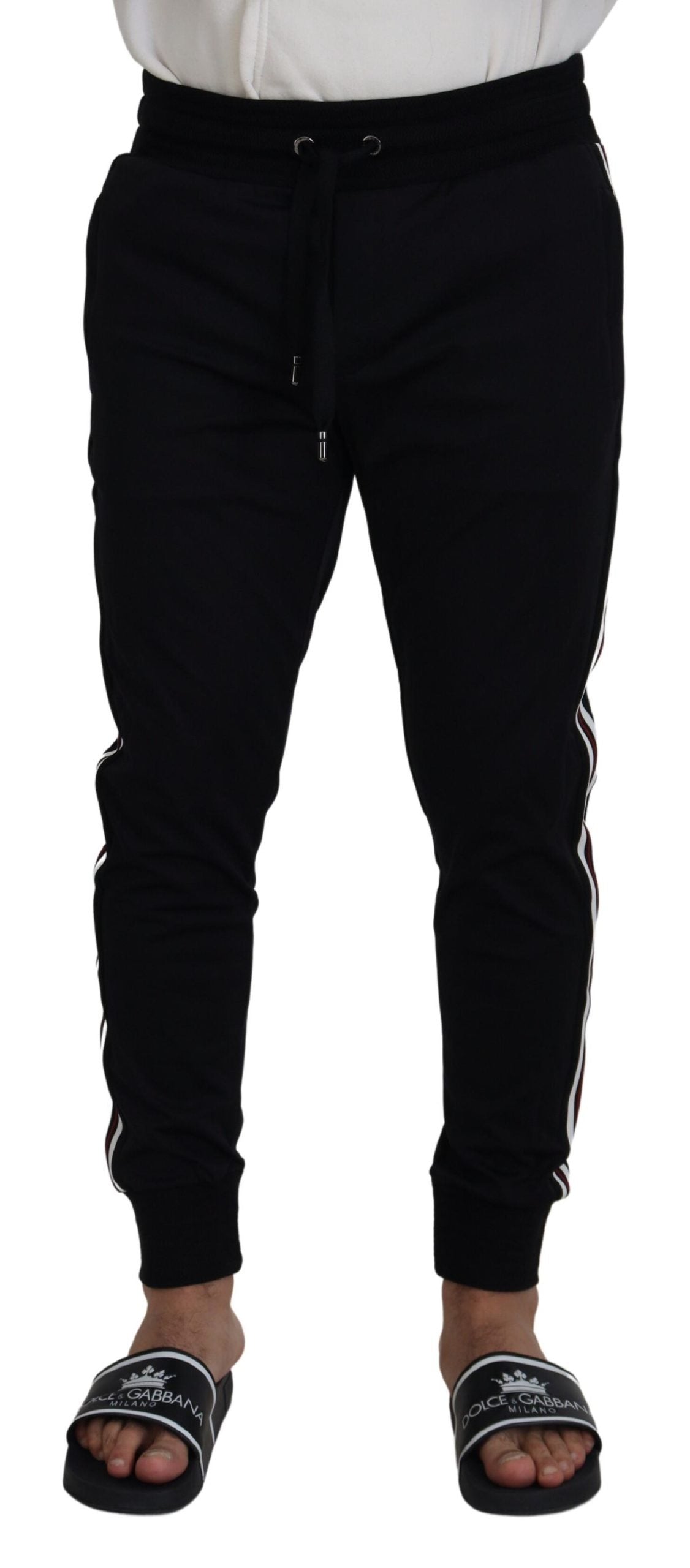 Dolce & Gabbana Black DG Print Mens Jogger Pants | Regal Royce